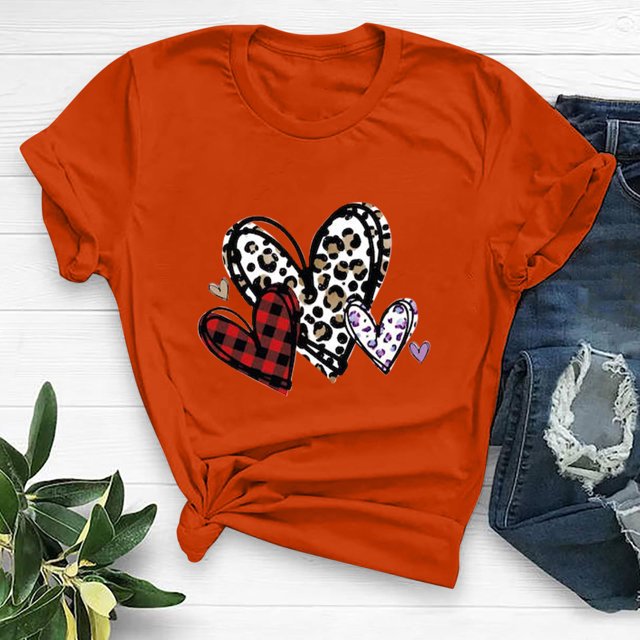 T-shirt à Manches Courtes Imprimé Col Rond Mode pour Femmes Chemise Décontractée Ample