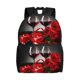 thumbnail image 1 of Disketp Red Wine Rose Mochila Unisex de Apertura Lateral Completa, Mochila para Laptop para Escuela, Trabajo y Viajes, 1 of 8