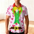 thumbnail image 2 of Stamzod Mens Casual Shirts Summer Short Sleeve Funny Hawaiian Shirt Valentine's Day Casual Mens Tops Pink T L, 2 of 9