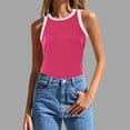 thumbnail image 2 of HBFAGFB Débardeurs pour Femmes Mode Col Rond Sans Manches Hauts Ajustés Gilet Léger Polyvalent Rose Vif Taille TTG, 2 of 4