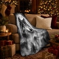 thumbnail image 3 of Gray Wolf in Misty Forest Wilderness Gothic Motif Flannel Blanket for Sofa Couch Bed Bedroom Home Decor Christmas Gift for Holiday Lovers Cozy Room Accent Soft Cozy Warm Accent, 3 of 9