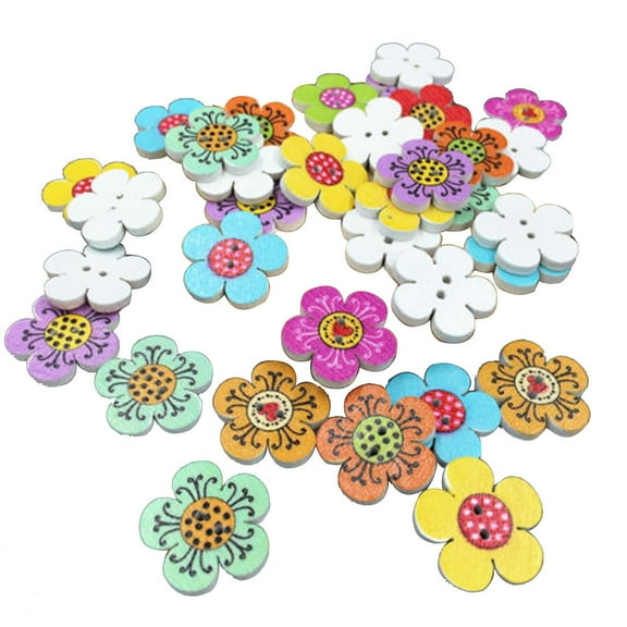 Resin Buttons Craft Buttons Clearance, Furenl 20Mm Wooden 2-Holes Decorations Scrapbooking Flowers Sewing Color Buttons Mixed Home Diy, Multicolor