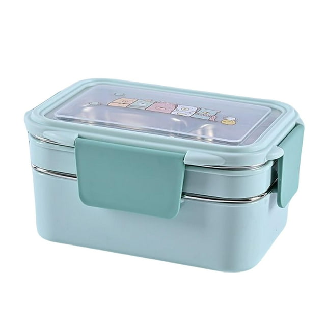 jifeng Boîte Bento Multifonctionnelle en Acier Inoxydable à 2 Couches, 2 Compartiments Grande Capacité Bleu