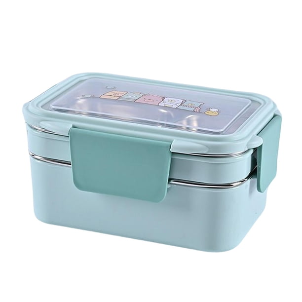 Caja Bento Macarena Fiambrera de Acero inoxidable 2 capas apilable Azul