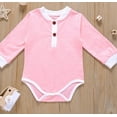 thumbnail image 4 of Baby’s Casual Long-sleeved Jumpsuits Fashion Solid Color Button Round Neck Triangle Wrapped Romper, 4 of 5