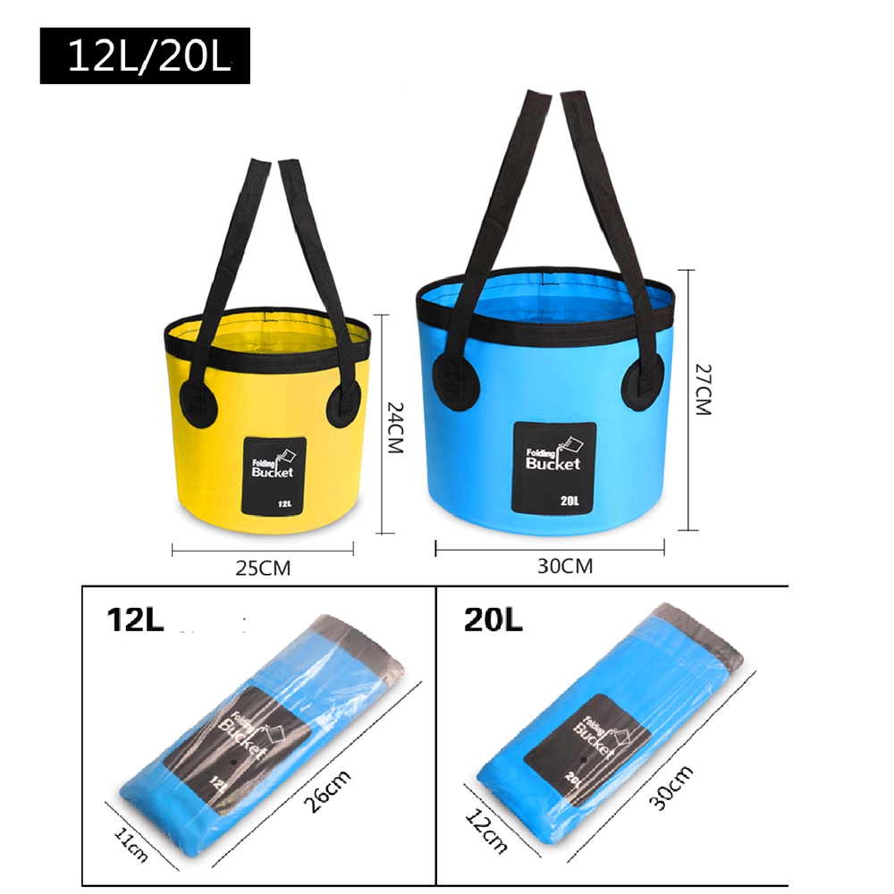 12L/20L Portable Bucket Water Storage Bag Waterproof Water Container Outdoor Camping Tool Fishing Folding Bucket Water Carrier Bag GREEN 20L - image 2 of 2