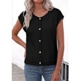 thumbnail image 5 of PRETTYGARDEN Womens Cap Short Sleeve Sweater Vest Spring Summer Lightweight Button Down Cardigans Trendy Loose Tops, 5 of 10
