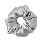 FANSILK Silk Hair Scrunchies for Women and Girls Hair,100% Pure Mulberry Silk Hair Ties,Gentle and No Hurt. Super Smooth- Never Snags or Pulls Your Hair ,1 pack, Silver-gray