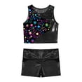thumbnail image 3 of iEFiEL Kids Girls 2-Piece Activewear Modern Dance Sports Outfit Racer Back Vest Tops with Shorts Gym Suit Black 10, 3 of 7