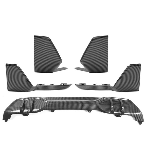 Ikon Motorsports Compatible with Fits 19-23 BMW G05 X5 M Sport Rear Bumper Diffuser Front Splitters Rear Aprons ABS MP Style Carbon Fiber Print