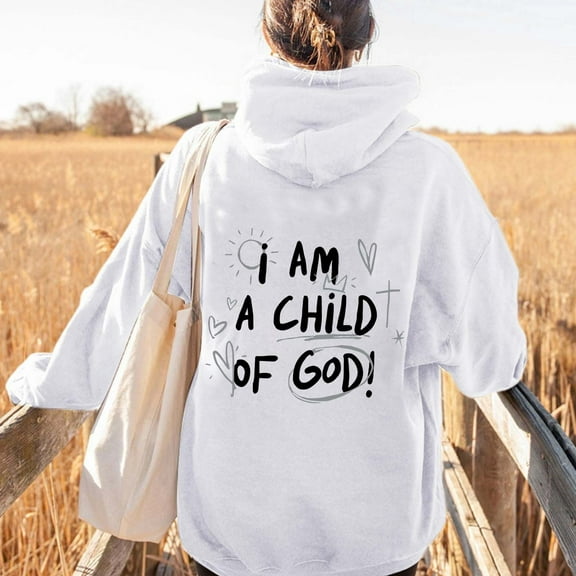 LEKDFST Christian Hoodies for Women Faith Sweatshirt Bible Verse Religious Leeter Print Pullover Tops Beige L
