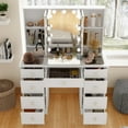 thumbnail image 2 of Timechee Makeup Vanity w/Tri-Fold Mirror Certified Lighting Glass Top Dresser, 2 of 5