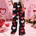 thumbnail image 6 of LWavelet Soft Fabric Heart Print Wide Leg Pants Women Valentine's Day Casual Wear Black S, 6 of 6