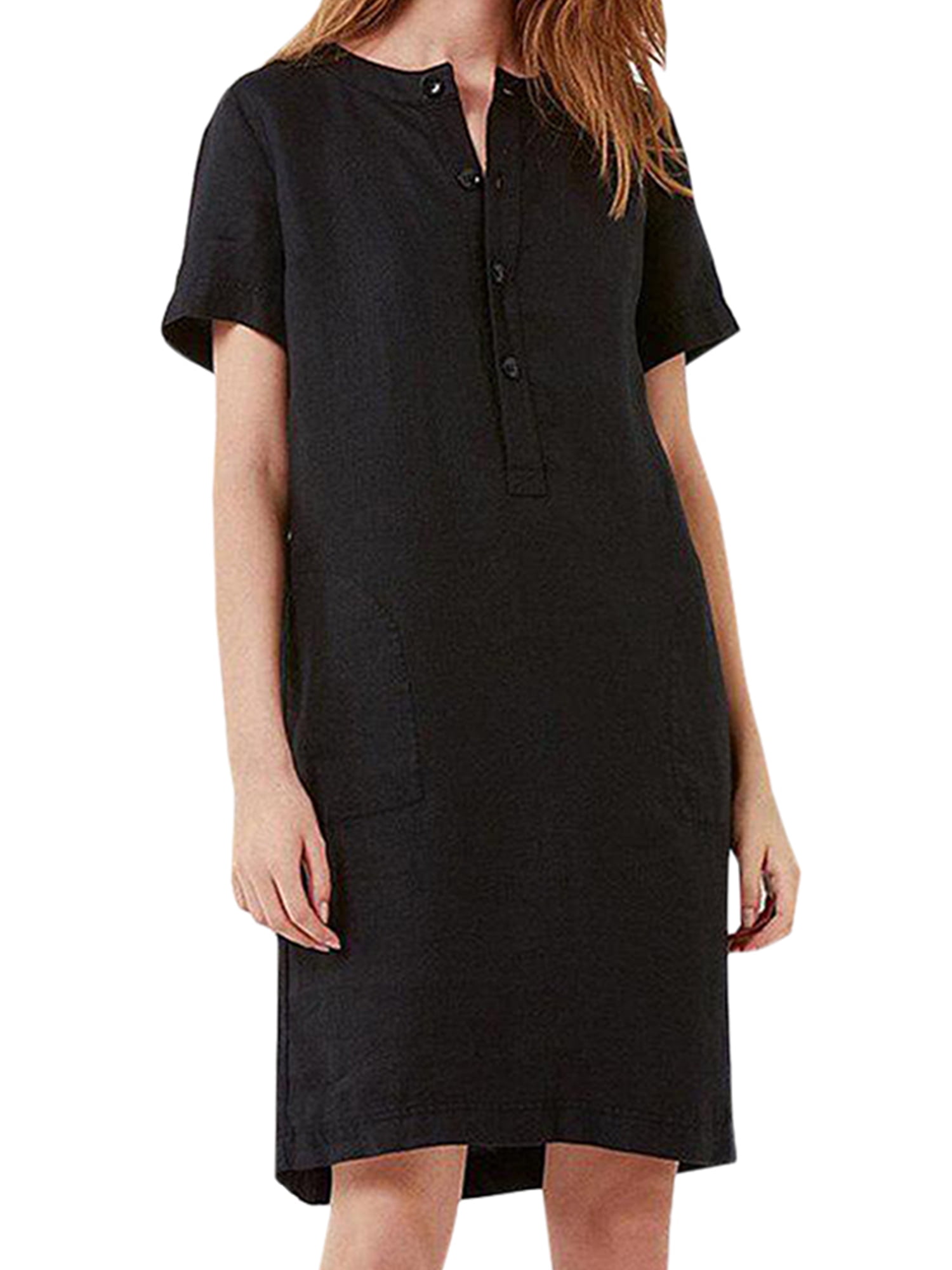 Wodstyle Womens Summer Cotton Linen Short Sleeve Loose Casual