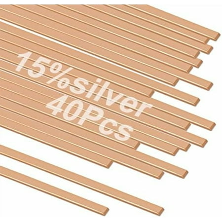 40pcs, Brazing Rods, Welding Rods, Bcup-5 15% Silver Solder, Welding Sticks,9.84x0.05x0.13in Alloy Phosphor Copper Brazing Flat Welding Rod, Used For Refrigerator Hvac And Cold Storage Equipment
