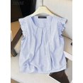 thumbnail image 2 of RWJDXD WUJS Femmes Débardeurs Rayés Coréens Sweety à Volants Sans Manches Mode Été 2024 Débardeur Col Rond Décontracté Ample Gilet de Bureau, 2 of 6