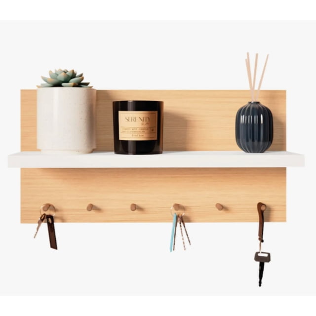 Portallaves De Pared Perchero Organizador Moderno Decoración Modelo Roble