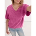 thumbnail image 3 of ANRABESS Womens Oversized Acid Washed T-Shirt Short Sleeve Vintage Casual V Neck Tops 2026 Summer Basic Tee Trendy Clothes Hot Pink Medium, 3 of 8