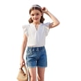 thumbnail image 6 of Shachafan Girls Summer Top With Collar And Ruffled Pure Color Casual Tee For Toddler And Kids Fashion Apparel T Shirt for Children Girl, 6 of 6