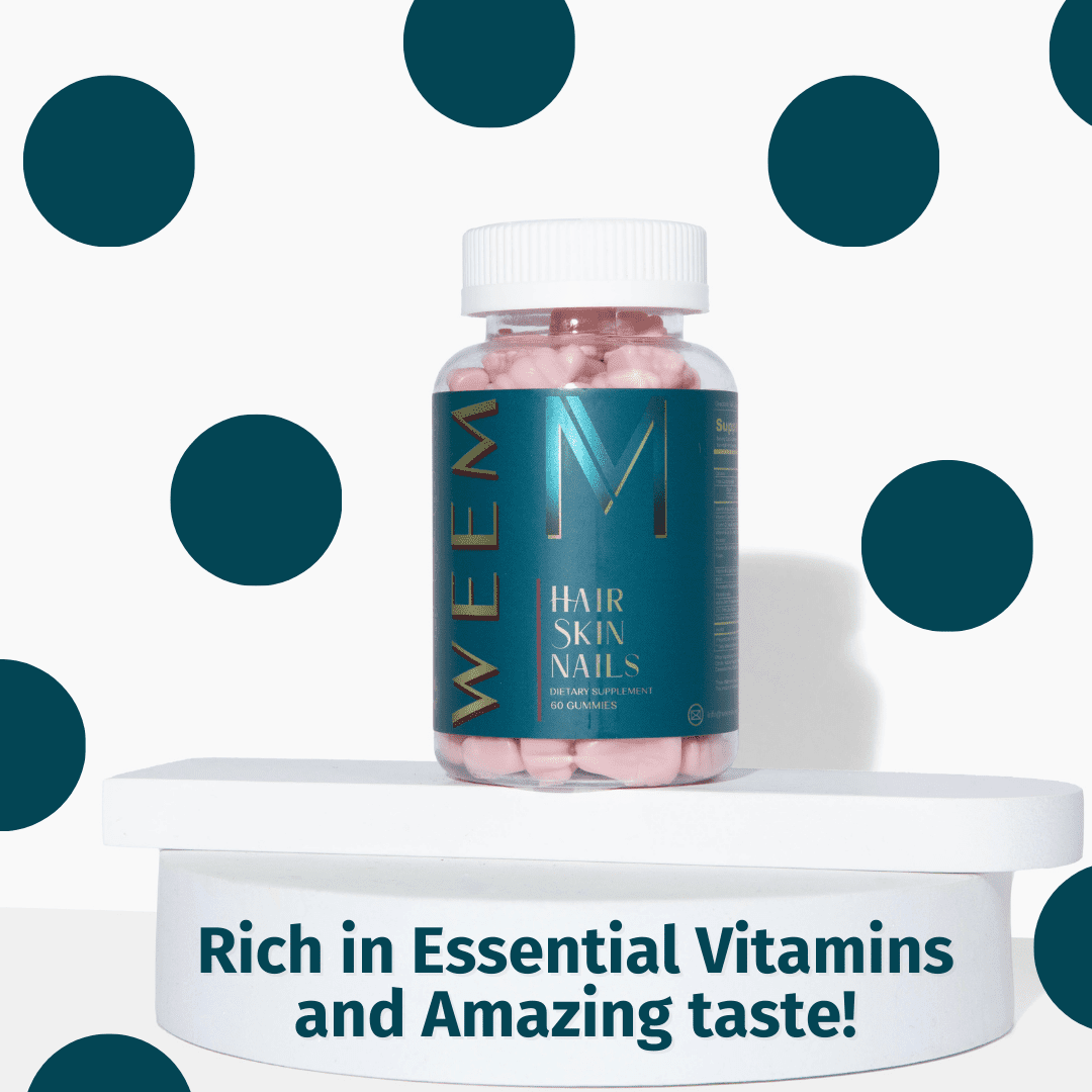 WEEM-  3 Bottles of Hair, Skin & Nails Gummies, Gluten Free, Vegan, Cruelty-free