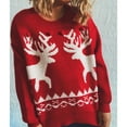 thumbnail image 4 of Chandail de Noël pour Femmes Mignon Imprimé Graphique Tricoté Doux Chandail en Molleton Moelleux Chaud Col Rond Cardigan Mode Mi-Longue Fermeture, 4 of 7