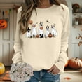 thumbnail image 4 of Dog Ghost Halloween Sweatshirts for Women 2025 Long Sleeve Crewneck Cute Dog Pumpkin Graphic Sweatshirt Pullover Tops, 4 of 5