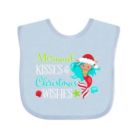 

Inktastic Mermaid Kisses and Christmas Wishes with Seashells Gift Baby Boy or Baby Girl Bib