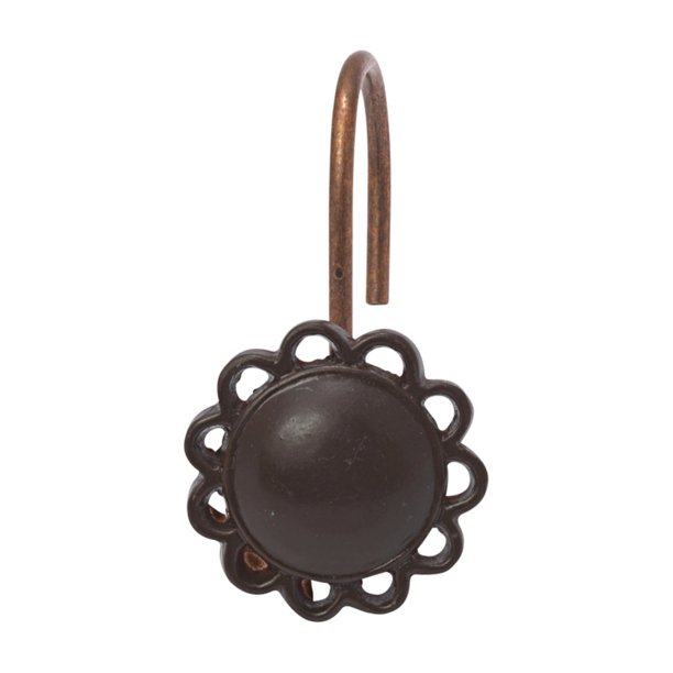 "Filigree" Resin Shower Curtain Hooks in Brown