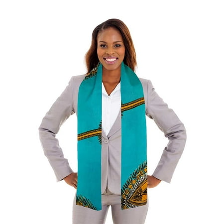 Turquoise Dashiki African Print Stole/Sash