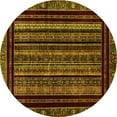 thumbnail image 1 of Ahgly Company Machine Washable Indoor Round Abstract Yellow Modern Area Rugs, 4' Round, 1 of 4