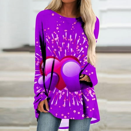 

Hvyesh Women s Valentine s Day Raglan Pullover Sweater Crewneck Heart Letter Sweatshirt Cricket Boyfriend Blouses Tops for Leggings Purple shirts for women XL