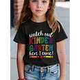 thumbnail image 1 of Young Girls ' Casual Fashionable Comfortable Simple Crayon & Letter Print Short Sleeve T-Shirt, Spring/Summer Kindergarten T Shirt Kid, 1 of 3