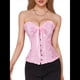 thumbnail image 2 of Corsé Moldeador con Cordones y Estampado Floral Renacentista para Mujer, Sin Mangas, con Cuello en V. Rosa L, 2 of 10