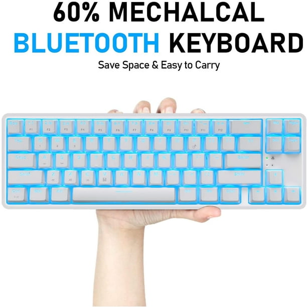 Clavier de jeu mécanique sans fil 60 %, clavier rétroéclairé bleu  ultra-compact Bluetooth 4.0 Tepy C filaire/sans fil bleu 