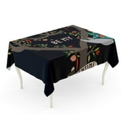 KDAGR Funny Sloths Heart Shaped Tree Cute Flowers Collection Valentines Tablecloth Table Desk Cover Home Party Decor 60x104 inch