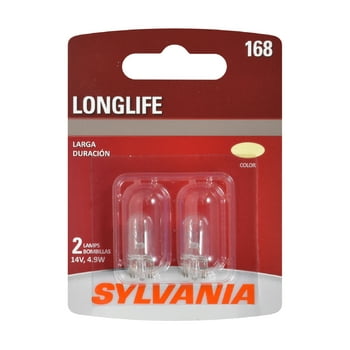 Sylvania 168 Long Life Automotive Mini Bulb, Pack of 2.
