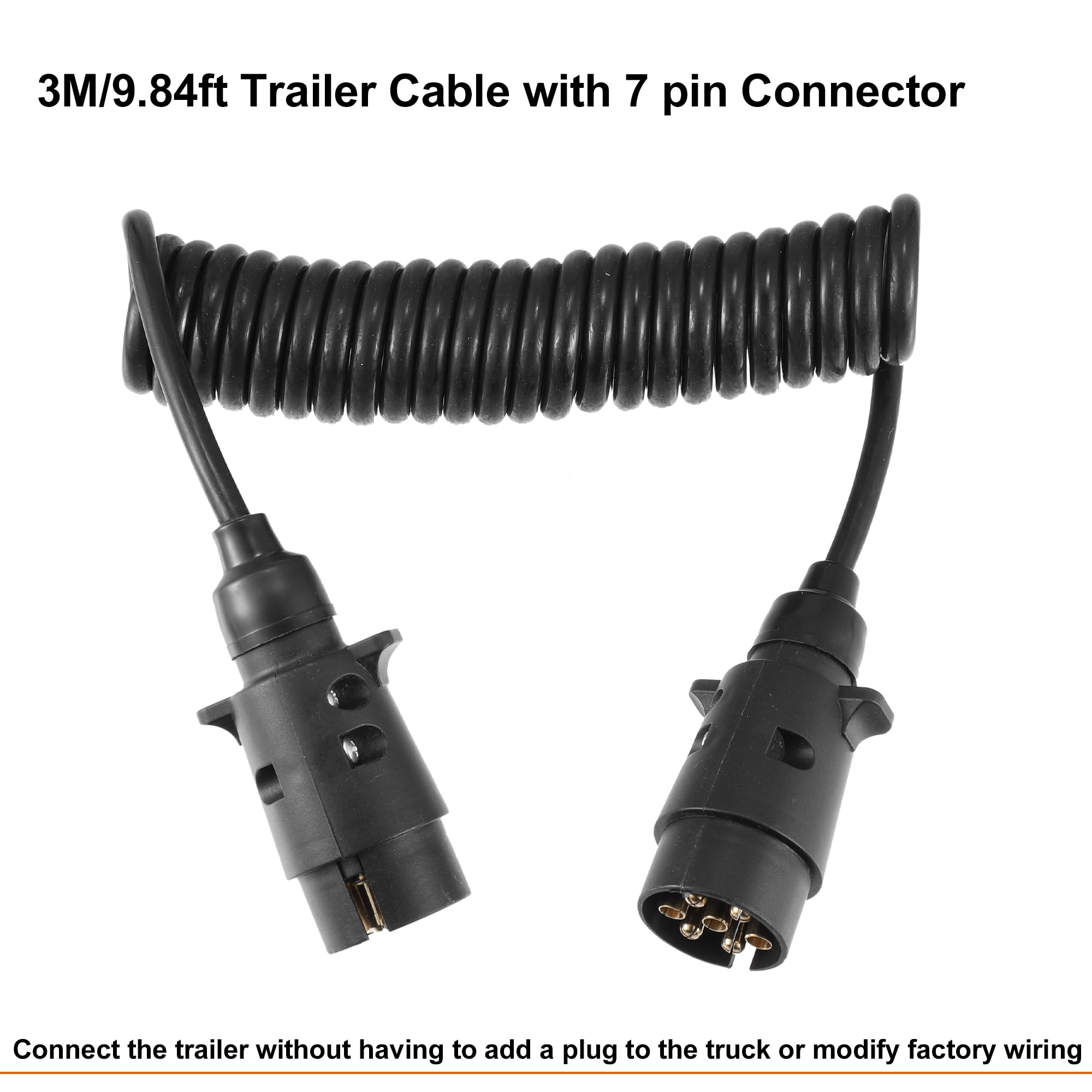 Unique Bargains 9.84ft 7Pin Trailer Board Extension Cable with Plug Socket Connector