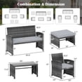 thumbnail image 3 of Costway 6PCS Patio Furniture Set Outdoor Sectional Conversation PE Rattan Sofa Set Gray, 3 of 10