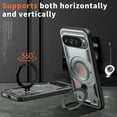 thumbnail image 5 of Case for Google Pixel 9A,Military Grade [Built-in Kickstand][Compatible With MagSafe] Magnetic Rotate Ring Holder Heavy Duty TPU+PC Shockproof Drop Protect Phone Case,Gray, 5 of 5
