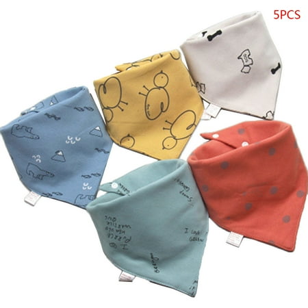 

5 Pcs/Pack Baby Feeding Bibs Kid Cotton Towel Bandana Saliva Triangle Dribble Infant Scarf