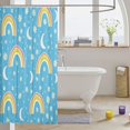 thumbnail image 3 of Manfei Cartoon Rainbow Shower Curtain 72Wx84L, Moon Groovy Flower Bathroom Shower Curtain, Sky Blue, 3 of 5