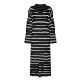 thumbnail image 3 of MIUOWANP Casual Dresses for Women Midi Length Women's V-Neck Striped Low Slit Lapel Long Sweater Dress, 3 of 4