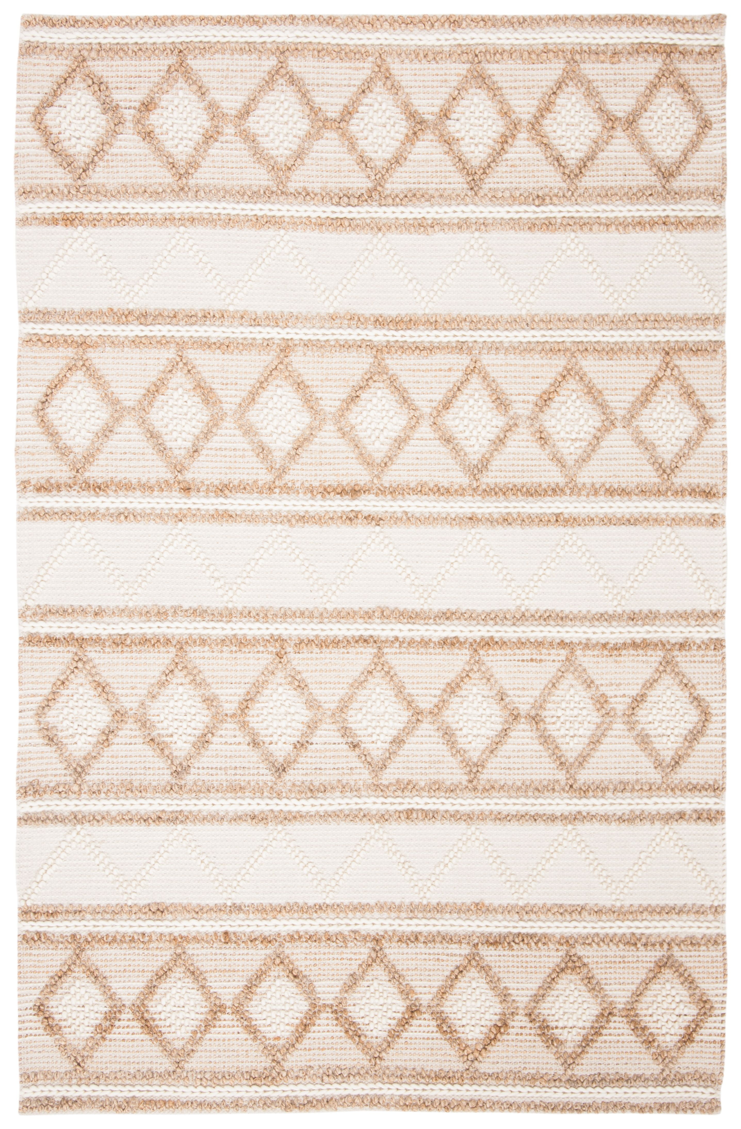 SAFAVIEH Natural Fiber Gerald Striped Geometric Area Rug, Beige/Ivory, 8' x 10'
