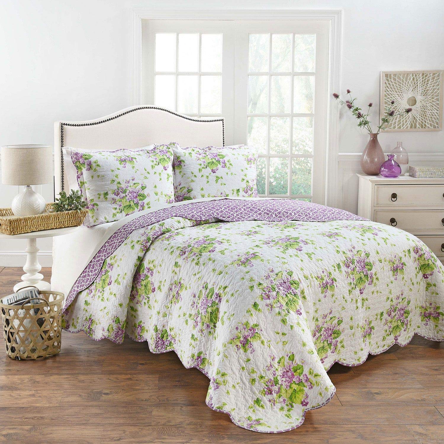 WAVERLY 3 PIECE KING QUILT SET, LILAC DREAM VIOLET