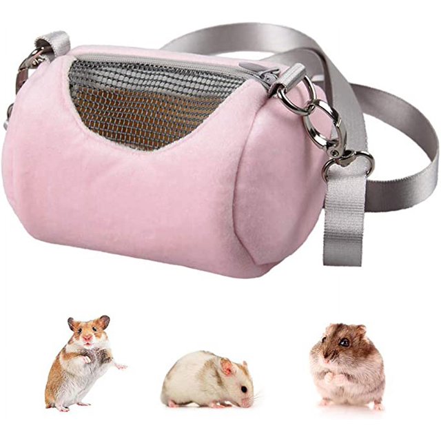 Bolsa de transporte para hámster, cilindro portátil, bolsa cálida para exteriores con correa de hombro ajustable