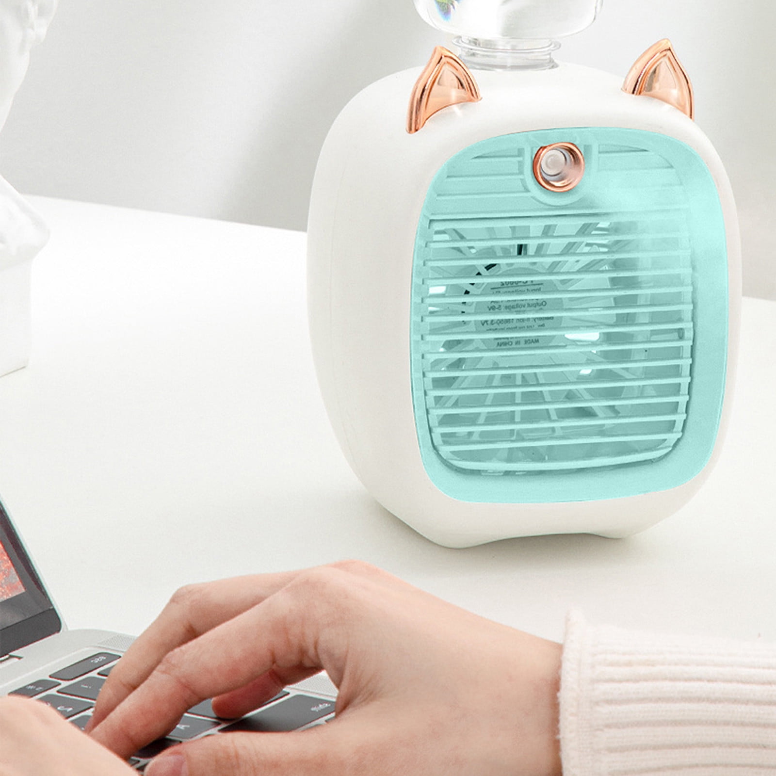 LACKUST Water Air-conditioning Fan with USB Turbo Spray Humidification,Portable Air Conditioners Fan,Air Conditioners for Room Kitchen Office Bedroom,Blue