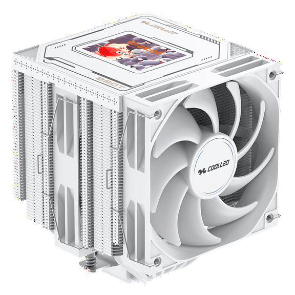 COOLLEO B60T LCD White Screen Display Air-Cooled  Radiator , CPU Air cooler ,WHITE CPU heat sink i7 LGA1851 AM5 9800x3d