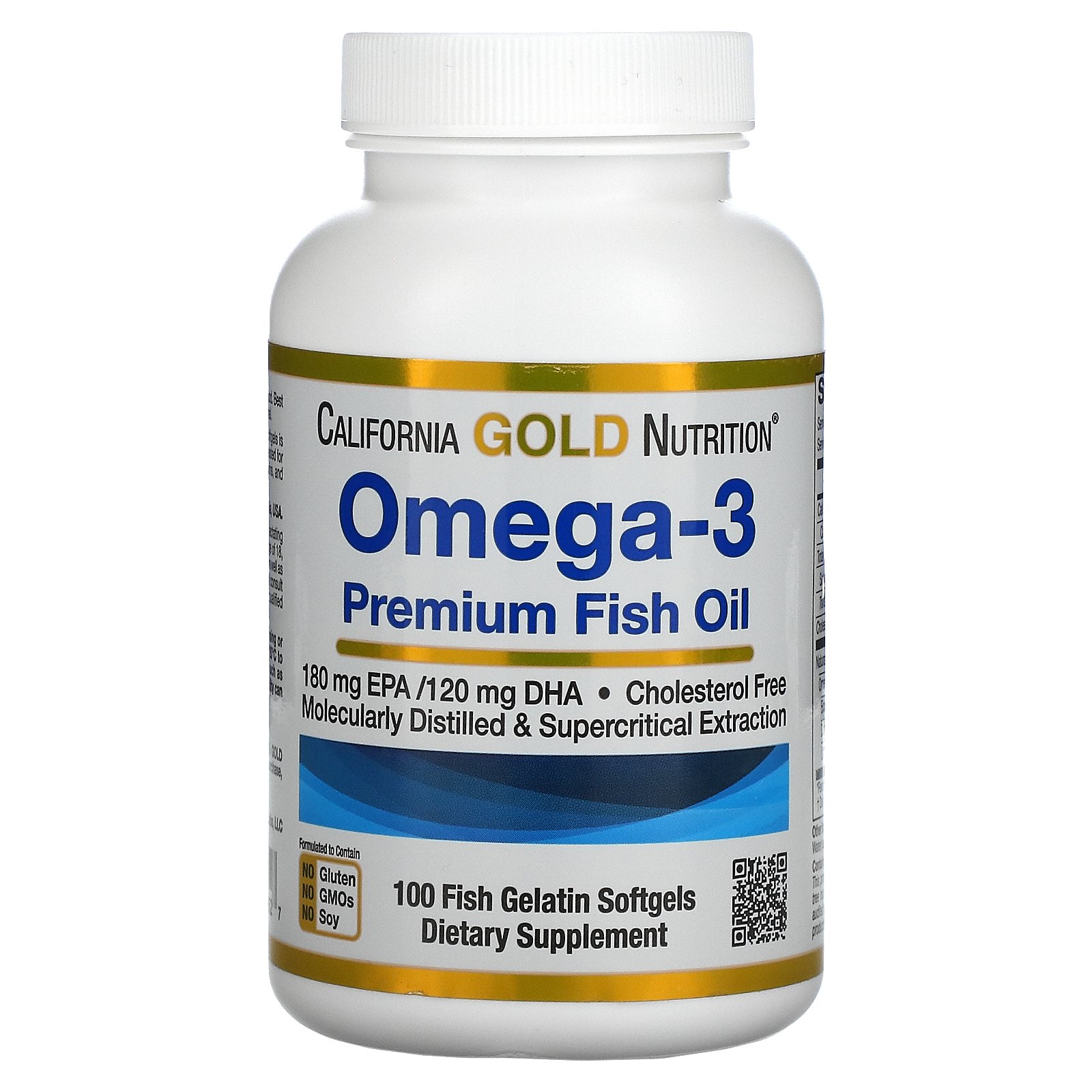 California Gold Nutrition Omega3, Premium Fish Oil, 100 Fish Gelatin