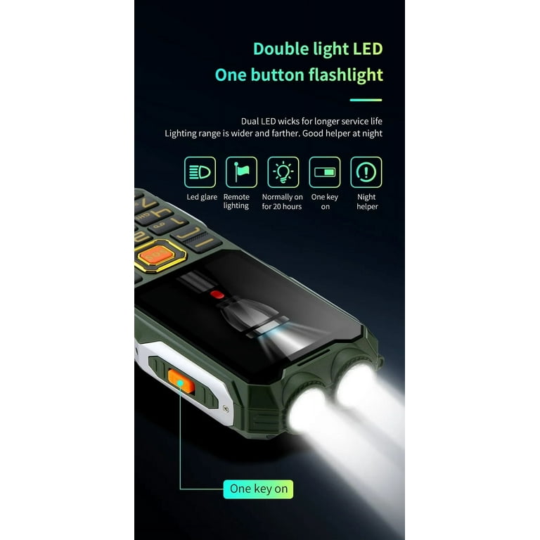 YEEMI Q8 GSM 2G Rugged Phone Big Battery Dual Flashlight 2.4inches