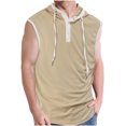 thumbnail image 1 of Top Abrigo de los Hombres de Color Sólido sin Mangas con Capucha, Diseño de Cordón de Botón Abrigo de Moda de Ocio, 1 of 7